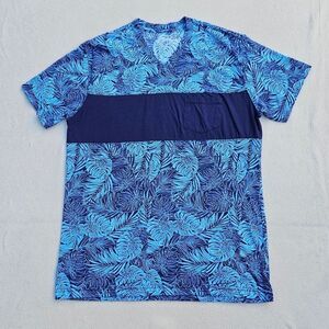 Blue Tropical Print Short Sleeve T-Shirt